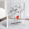 Line Art Couple Heart Romantic Gift Personalised Clear Acrylic Block