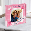 Valentine's Day Gift Pink Love Photo Frame Personalised Square Acrylic Block