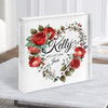 Roses Heart Romantic Gift Personalised Square Acrylic Block