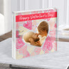 Valentine's Day Heart Pattern Photo Gift Personalised Clear Square Acrylic Block