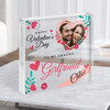 Valentines Gift For Girlfriend Pink Heart Photo Clear Square Acrylic Block