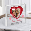 Heart Wash Photo Couple Romantic Gift Personalised Clear Square Acrylic Block