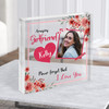 Girlfriend Watercolour Floral Photo Romantic Gift Clear Square Acrylic Block