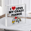 Crazy Fiancé Gift Doodle Couple Personalised Clear Square Acrylic Block