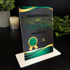 Work Promotion Congratulations Gold Green Gift Employee Personalised Gift Plaque