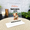 Sorry You Are Leaving Gift Teddy Beer With Flowers Personalised Gift Plaque