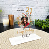 21st Birthday Gift For Female Floral Heart Photo Custom Personalised Gift Plaque