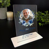 21st Birthday Gift Watercolour Navy Floral Wreath Photo Personalised Gift Plaque