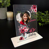 40th Birthday Gift For Her Pink Flowers Jar Heart Photo Personalised Gift Plaque