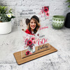 60th Birthday Gift For Her Pink Flowers Jar Heart Photo Personalised Gift Plaque