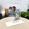 80th Birthday Gift Floral Champagne Heart Photo Personalised Gift Acrylic Plaque