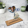 90th Birthday Gift Floral Champagne Heart Photo Personalised Gift Acrylic Plaque