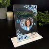 Grandson Blue Floral Heart Photo Memorial Keepsake Gift Personalised Gift Plaque