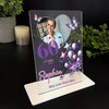 60th Birthday Gift For Her Purple Balloons Heart Photo Personalised Gift Plaque