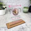 Grandma Memorial Keepsake Gift Pink Photo Rose Personalised Gift Acrylic Plaque