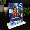 70th Birthday Gift Blue Balloons Photo Custom Personalised Gift Acrylic Plaque