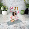 21st Birthday Gift For Her Champagne Balloons Heart Photo Personalised Plaque