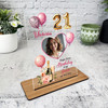 21st Birthday Gift For Her Champagne Balloons Heart Photo Personalised Plaque