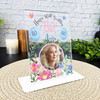 80th Birthday Gift For Female Flower Pink Blue Photo Personalised Gift Plaque