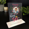 50th Birthday Gift Pink Floral Wreath Photo Personalised Gift Acrylic Plaque