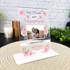 Engagement Gift Pink Flowers Photo Custom Personalised Gift Acrylic Plaque