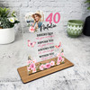 40th Birthday Gift Floral Heart Photo Copy Personalised Gift Acrylic Plaque