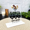 Birthday Gift Super Dad Heart Photo Personalised Acrylic Plaque