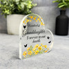 Granddaughter Yellow Floral Memorial Heart Plaque Sympathy Gift Keepsake Gift