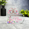 Nana 60th Pink Purple Floral Happy Birthday Present Heart Plaque Keepsake Gift