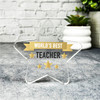 Custom Ornament Gold World's Best Teacher Present Star Plaque Keepsake Gift