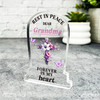 Grandma Purple Floral Cross Remembrance Memorial Gift Gravestone Keepsake Plaque
