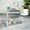 Gift For Great Grandson Thank You Blue Floral Puzzle Piece Keepsake Plaque