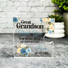 Gift For Great Grandson Thank You Blue Floral Puzzle Piece Keepsake Plaque