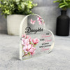 Daughter Pink Magnolia Memorial Heart Gift Side Heart Keepsake Plaque Ornament