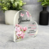 Grandma Pink Magnolia Memorial Heart Gift Side Heart Keepsake Plaque Ornament