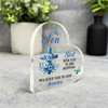 Son Blue Floral Cross Memorial Heart Gift Side Heart Keepsake Plaque Ornament
