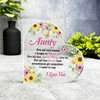 Gift For Aunty I Love You Pink Yellow Floral Side Heart Keepsake Plaque Ornament