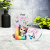 Gift For Cat Lover Cute Cat Name Initial L Side Heart Keepsake Plaque Ornament