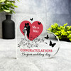 Red Heart Couple Silhouette Butterflies Wedding Day Gift Heart Keepsake Plaque