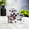 Gift For Cat Lover Peeking Cat With Hat Side Heart Keepsake Plaque Ornament