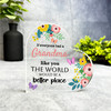 Gift For Grandma Colourful Floral Butterflies Side Heart Keepsake Plaque Present