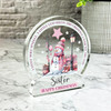 Gift For Sister Christmas Snowman Pink Sparkle Snowglobe Keepsake Plaque Decor