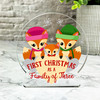 Gift For First Christmas As A Family Of 3 Fox Snowglobe Keepsake Plaque Decor