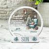 Son Blue Reindeer Toy Chair Christmas Memorial Gift Snowglobe Keepsake Plaque