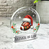 Gift For Father-In-Law Rugby Ball Christmas Snowglobe Keepsake Plaque