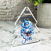 Gift For Son Christmas Blue Snowman Sledge Xmas Tree Keepsake Plaque Decoration