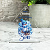 Gift For Son Christmas Blue Snowman Sledge Xmas Tree Keepsake Plaque Decoration