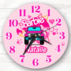 Barbie Pink Car Personalised Gift For Kid's Bedroom Clock