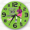 Girls Football Brown Hair French Braid Personalised Gift For Kid's Bedroom Clock