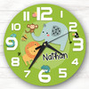 Green Safari Animals Children's Personalised Gift For Kid's Bedroom Clock